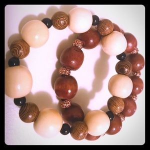 Wood and Glass bracelets